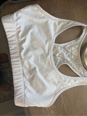 White Racerback Sports Bra with Decorative Back Panel